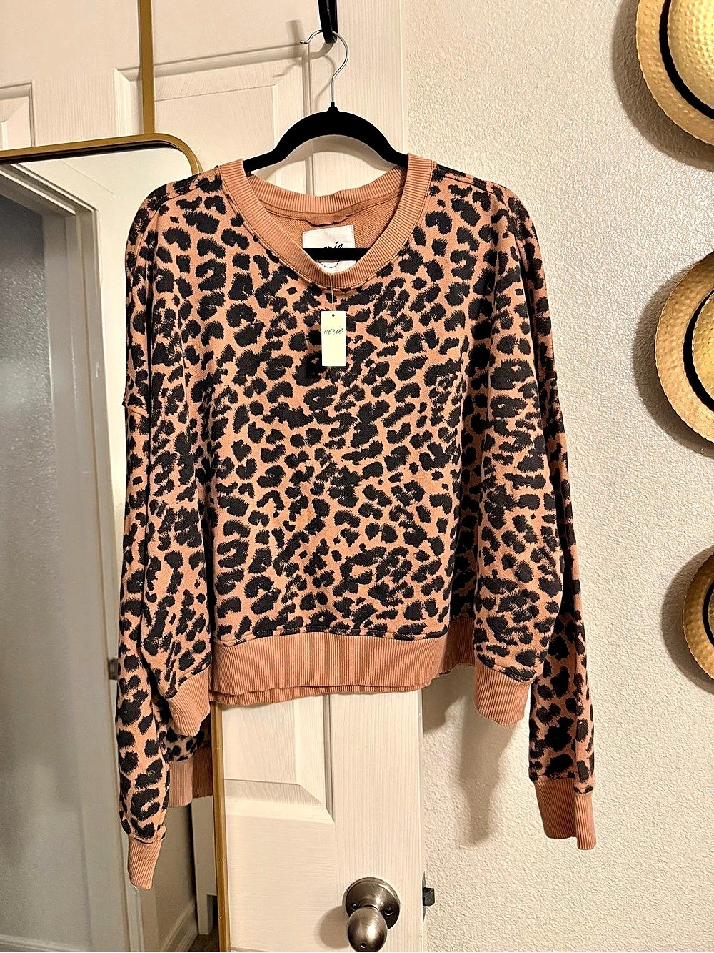 NWT Aerie Leopard Print Sweatshirt Size XL